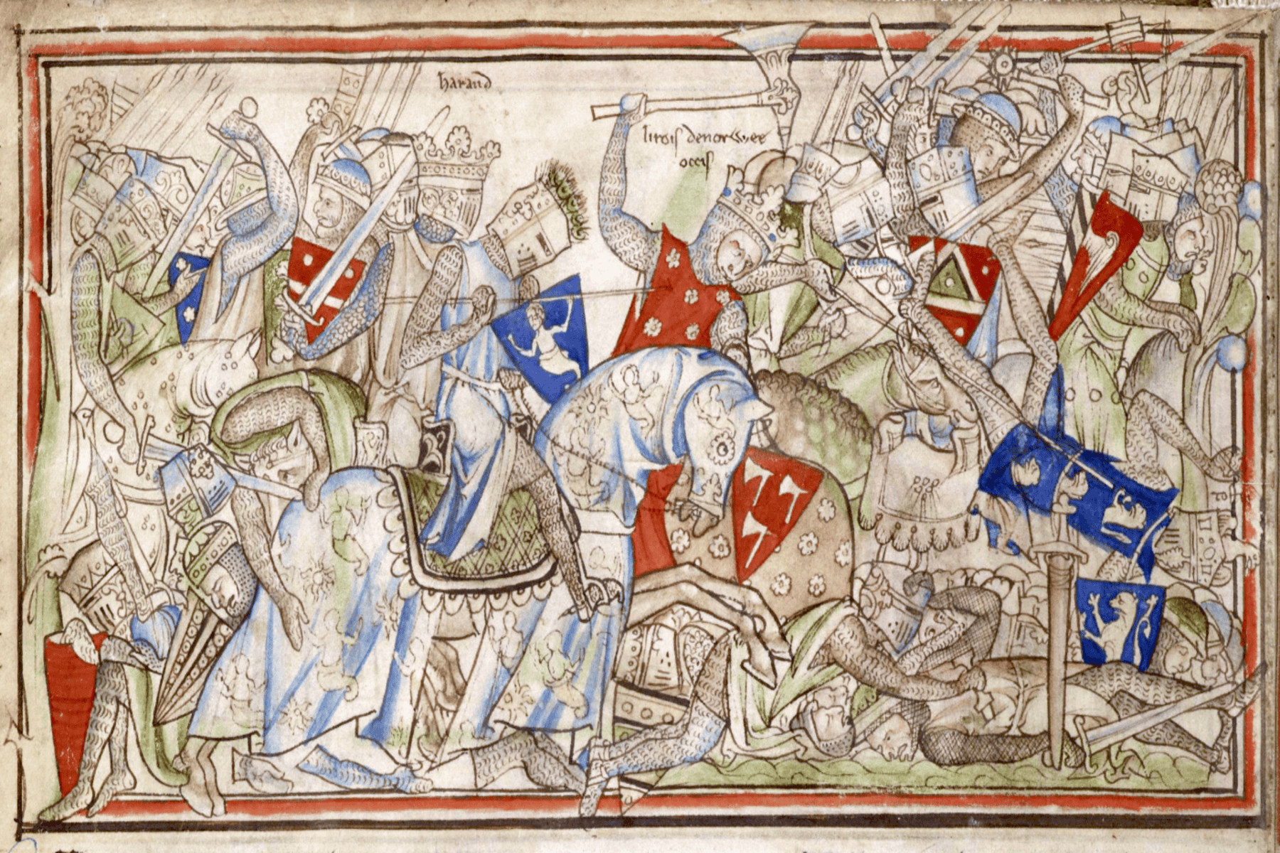 Harald Sigurdsson at Stamford Bridge, by Matthew Paris. Source: Public domain