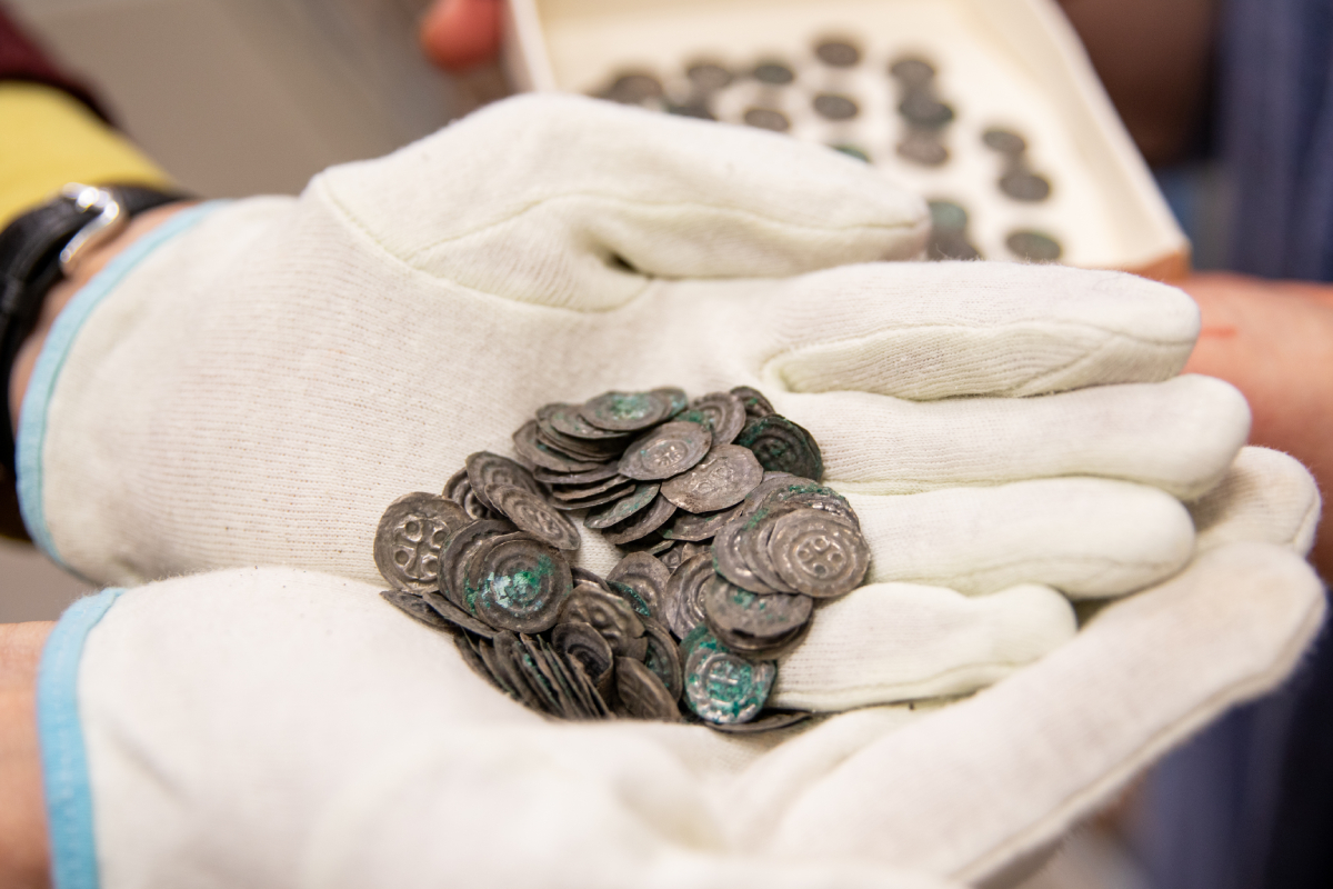 The unexpected discovery of a significant collection of 12th-century silver coins, alongside graves and fireplaces, on Visingsö Island provides new insights into medieval Swedish society.