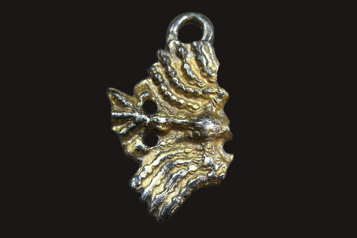 The Viking burial ground at Tvååker, has revealed numerous artifacts, including this gilded bird pendant found in the largest ship-shaped stone setting.