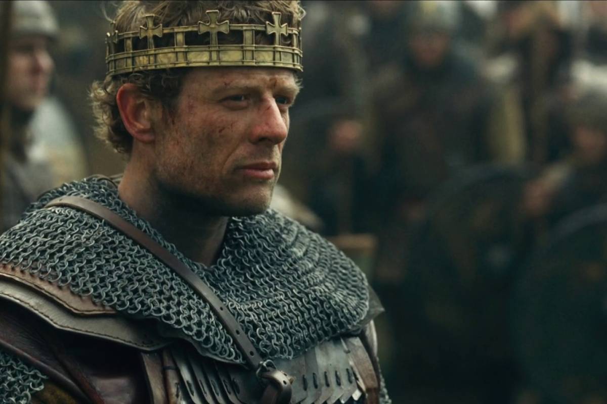 James Norton in the role of Harold Godwinson, the last crowned Anglo-Saxon king of England.