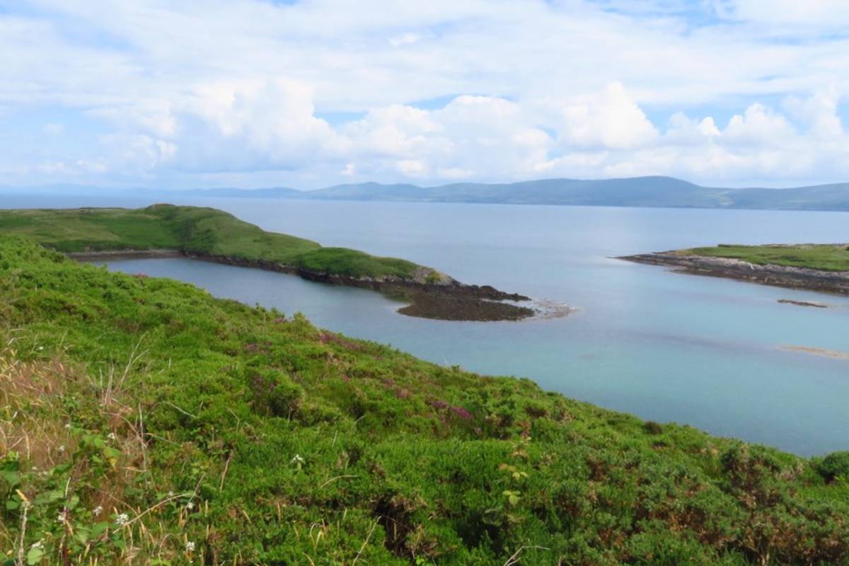 Lonehort Harbour on Bere Island, County Cork, Ireland. The name and archeological evidence have linked the site to a possible Viking longphort.
