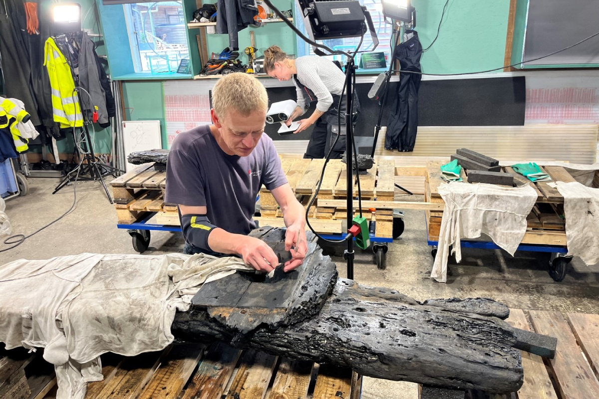 At Roskilde's Viking Ship Museum, a simple yet innovative technique is helping marine archeologists digitally document holes in ship timber for precise reconstruction.