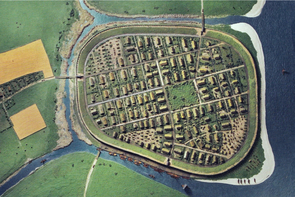 This detailed scale model of Viking Age Aros is on display at the Moesgaard Museum in Aarhus.