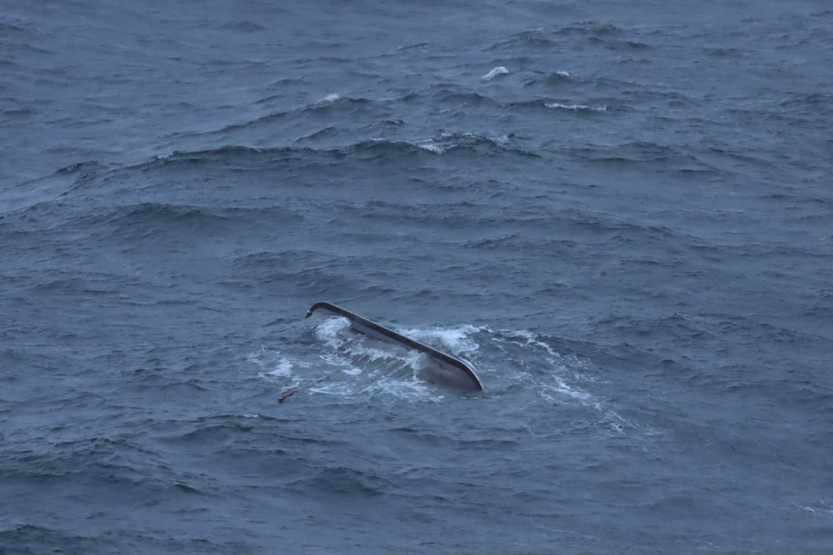 A replica Viking ship named the Naddodd capsized off the coast of Norway in the North Atlantic Ocean.