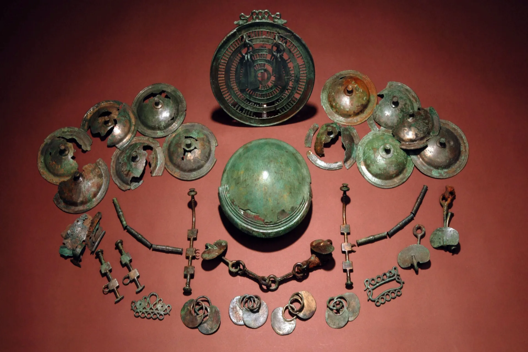 The Eskelhem horse trappings, a significant Bronze Age archaeological find discovered in the Eskelhem parish on the island of Gotland, Sweden.