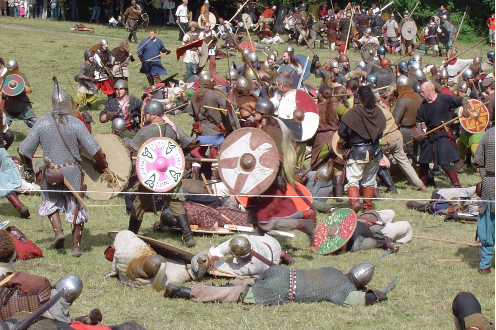 Viking battle reenactment. Source: Wikimedia / Helgi Halldórsson