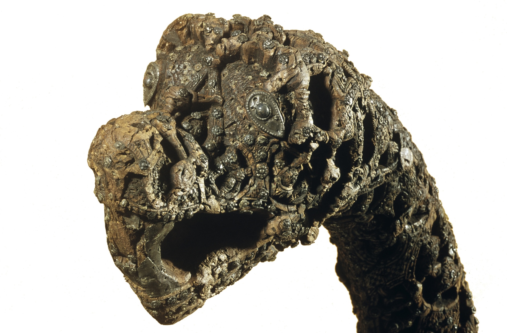 One of the Oseberg carved animal heads. Source: Unimus.no