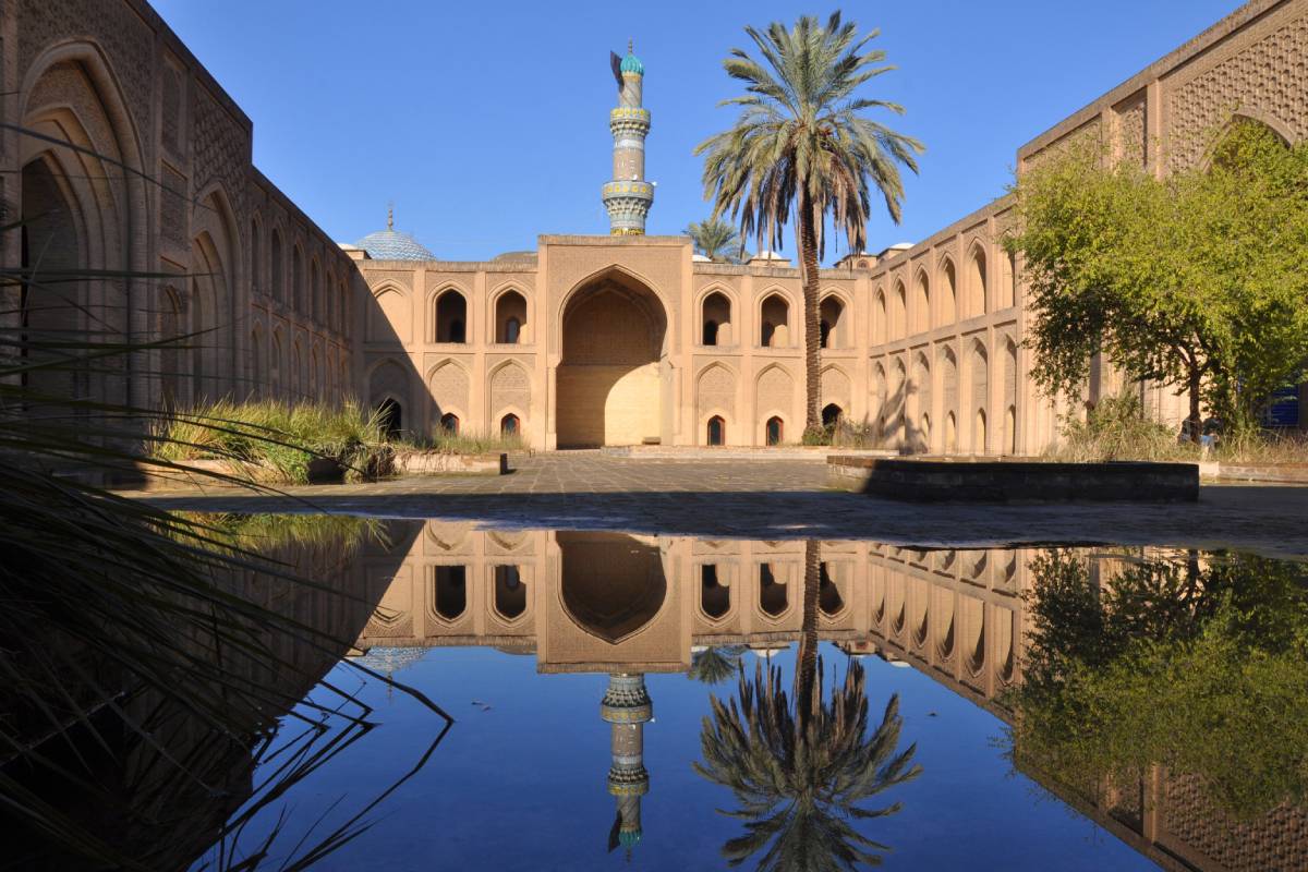 The al-Mustansiriya Madrasa in Baghdad, a legacy of the Islamic Golden Age, during which Norse traders may have reached the city via Eastern Europe's river networks and Silk Road caravans.