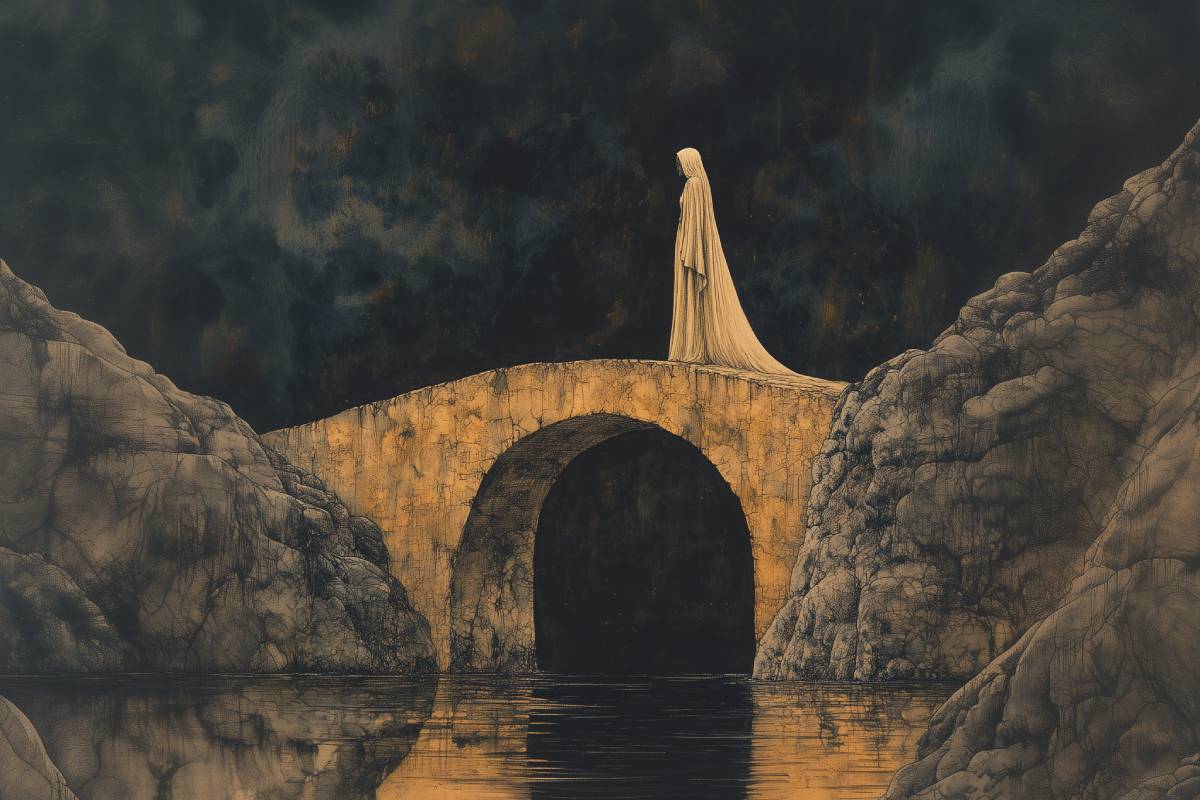 In Norse myth, Gjallarbrú is the gold-thatched bridge over the river Gjöll, where the guardian Móðgudr challenges those who seek the realm of the dead.