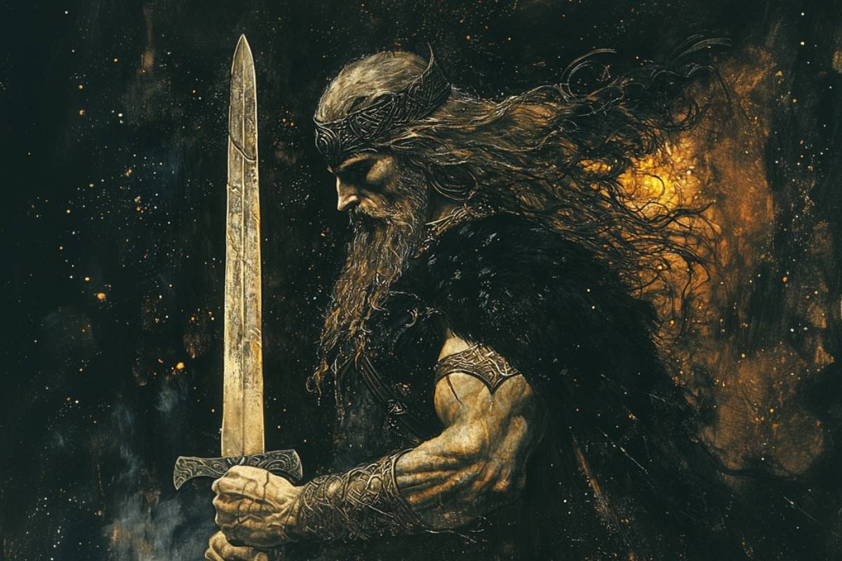 Víðarr, a son of Odin, is described in the Prose Edda as a silent god of immense strength who plays a decisive role in the events of Ragnarök.