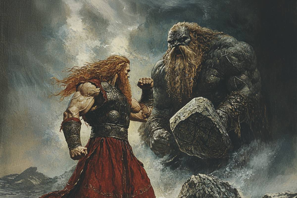 This episode from the Prose Edda tells how a boastful giant overstays his welcome in Asgard, forcing Thor to fight him and a clay warrior in a brutal contest.