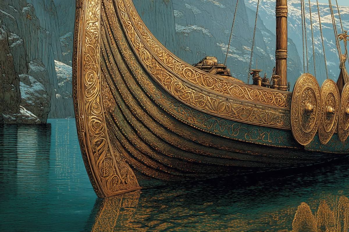 In Norse mythology, Skíðblaðnir is a magical ship built by dwarves for Freyr, large enough to carry the gods yet able to fold up small enough to store in a pouch.